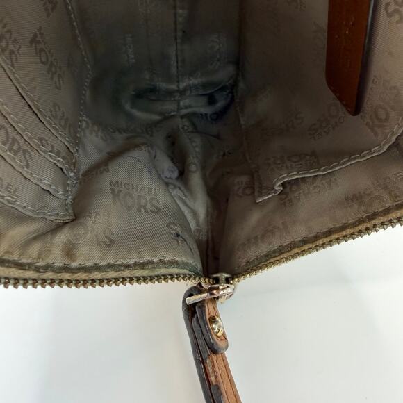 Michael Kors MK Signature Leather Trim Wristlet Pouch Clutch Wallet Bag - Picture 9 of 9